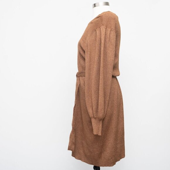 Calvin Klein. New! Metallic Tie-Waist Sweater Dress. - Picture 6 of 10